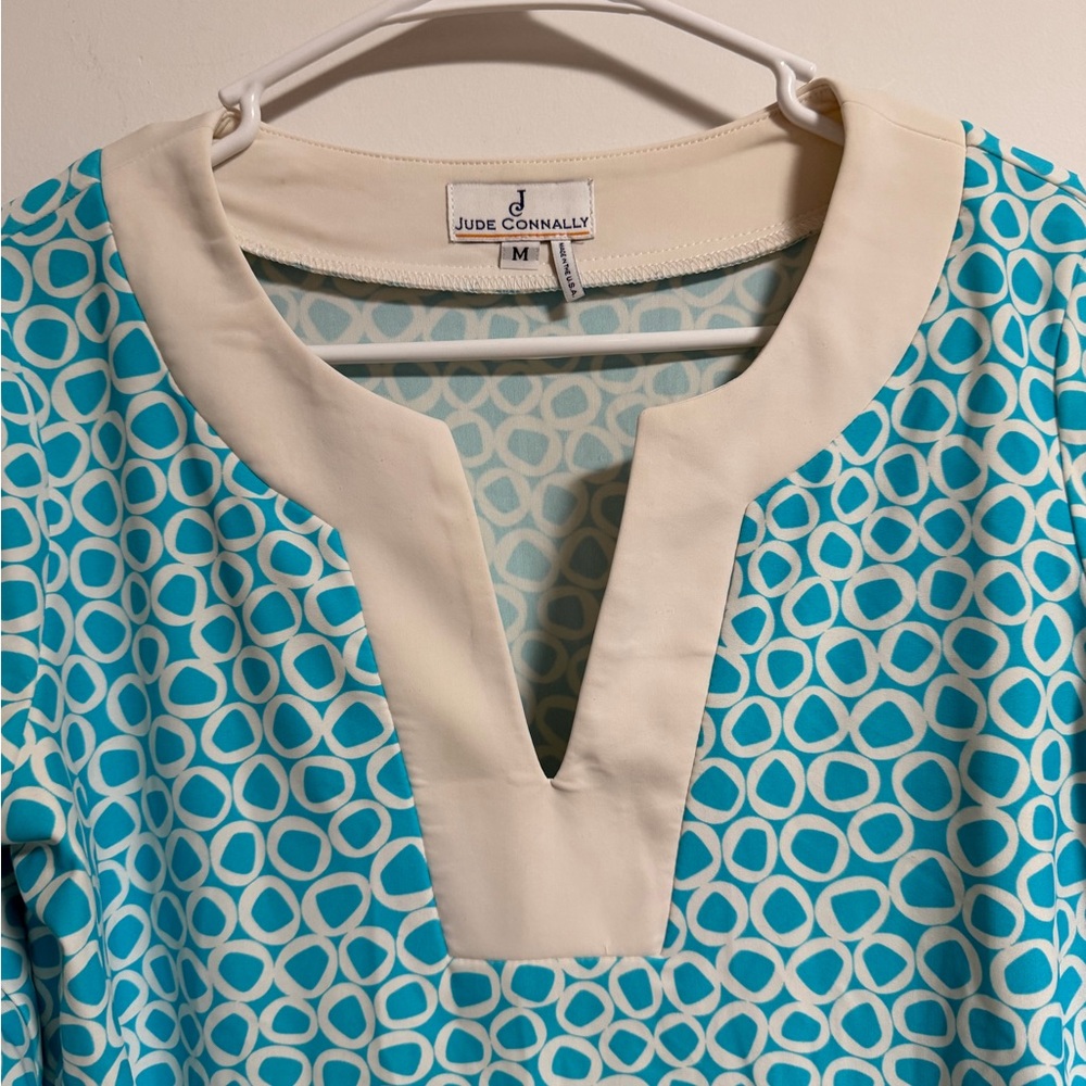 Jude Connally Turquoise and White Geometric Dress Tunic - Picture 5 of 10